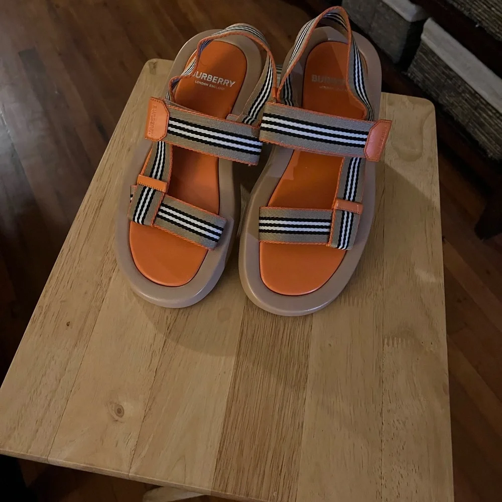 Burberry Orange and Beige Sandals - Picture 1 of 3